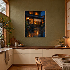 Rainy Warm Window Cafe Wall Art Print poster room mockup 4