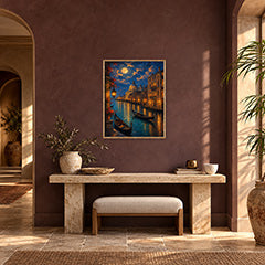 Venice Moonlit Canal Dome Wall Art Print poster room mockup 3