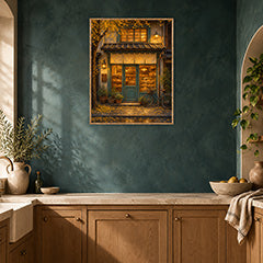 Autumn Bookshop Storefront Wall Art Print poster room mockup 2