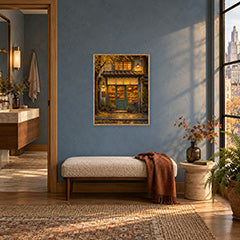 Autumn Bookshop Storefront Wall Art Print poster room mockup 3