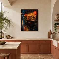 Red Lantern Rain Bar Counter Wall Art Print poster room mockup 4