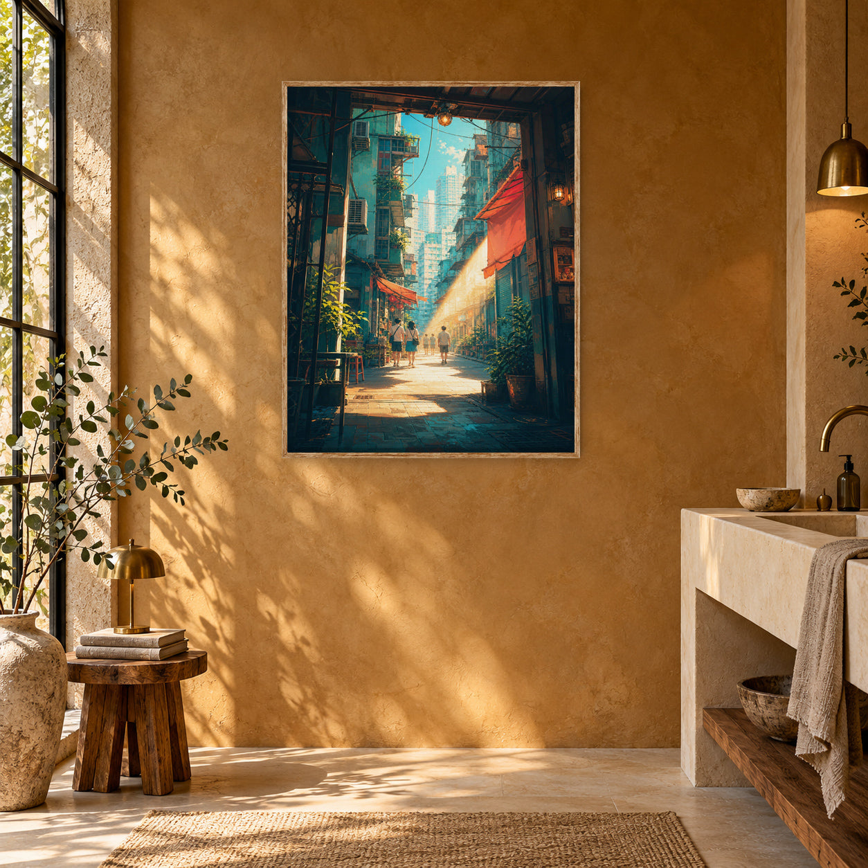 Hong Kong Sunbeam Alley Wall Art Print poster room mockup 5