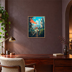 Hong Kong Red Awning Stair Street Wall Art Print poster room mockup 3