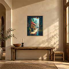 Hong Kong Teahouse Alley Sunbeam Wall Art Print poster room mockup 3