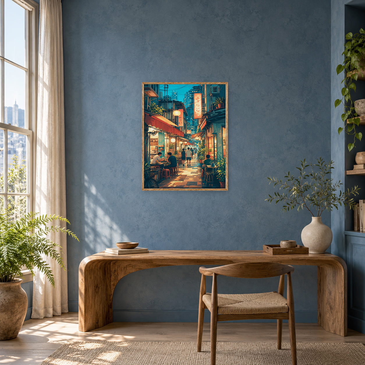 Hong Kong Lantern Shop Alley Wall Art Print poster room mockup 3