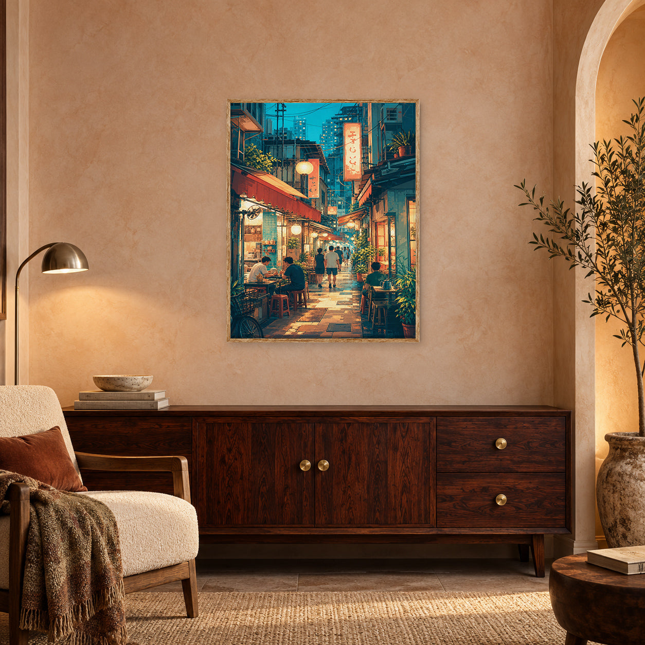 Hong Kong Lantern Shop Alley Wall Art Print poster room mockup 4