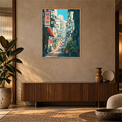 Hong Kong Signboard Stair Alley Wall Art Print poster room mockup 2