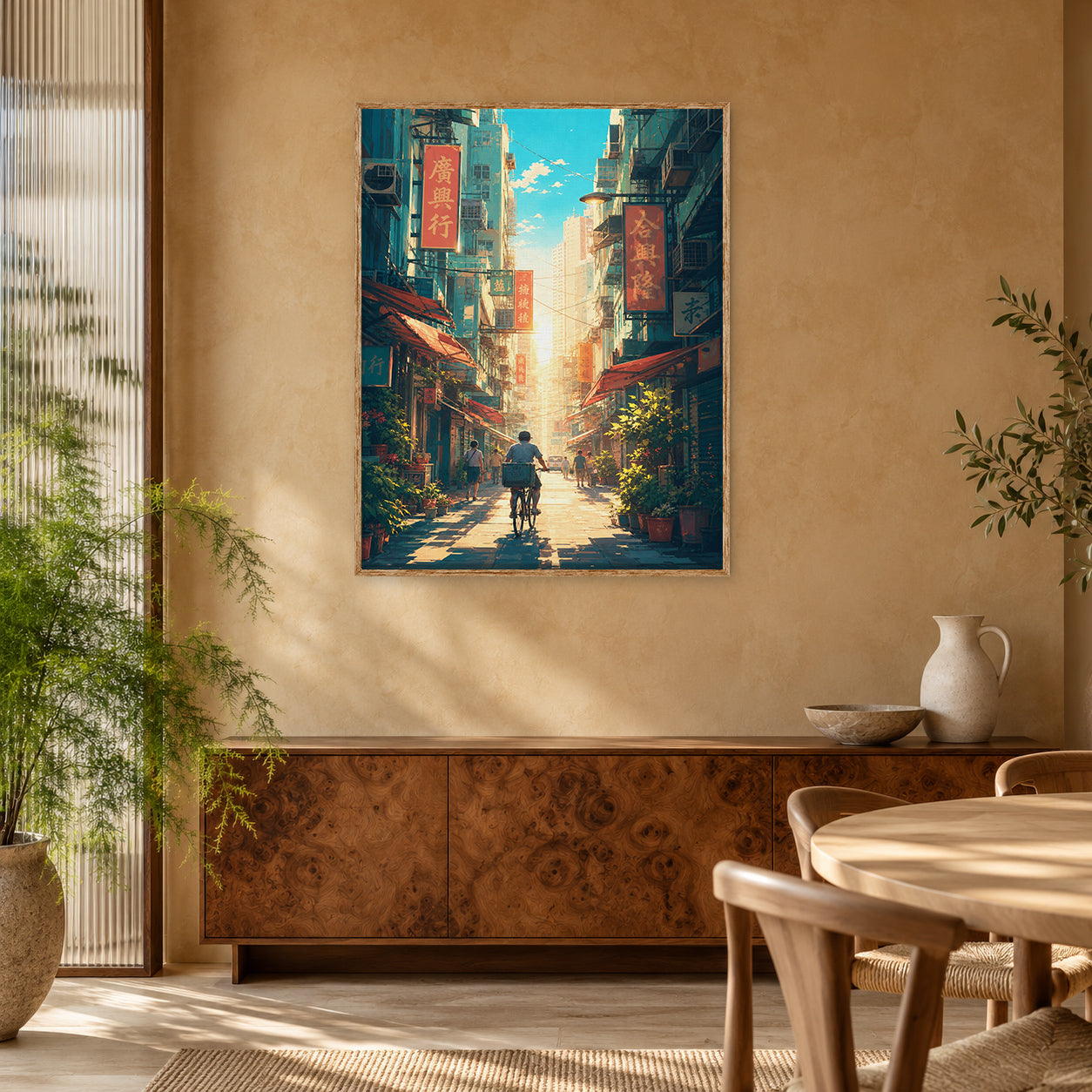 Hong Kong Golden Alley Signboards Wall Art Print poster room mockup 5