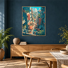 Hong Kong Rooftop Alley Cityscape Wall Art Print poster room mockup 5