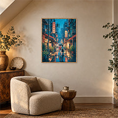 Hong Kong Rainy Lantern Lane Wall Art Print poster room mockup 4