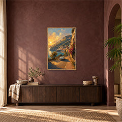 Amalfi Golden Hour Coastal Drive Wall Art Print poster room mockup 3
