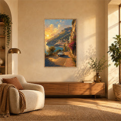 Amalfi Golden Hour Coastal Drive Wall Art Print poster room mockup 4
