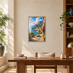 Amalfi Azure Skies Coastal Drive Wall Art Print poster room mockup 3