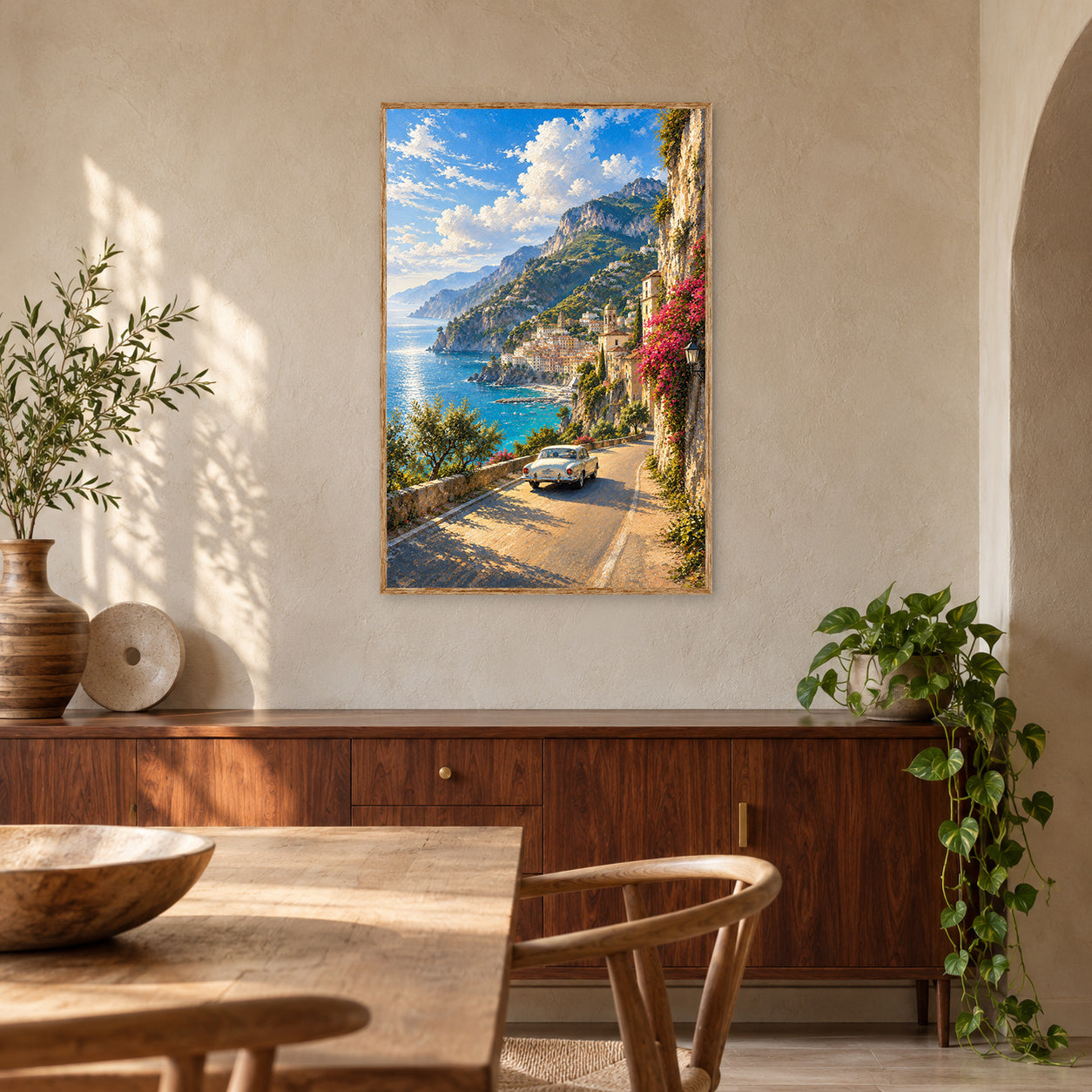 Amalfi Azure Skies Coastal Drive Wall Art Print poster room mockup 5
